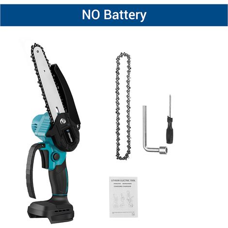 Mini motosierra de batería inalámbrica de 6 pulgadas, motosierra eléctrica sin escobillas con 2 cadenas (sin batería)
