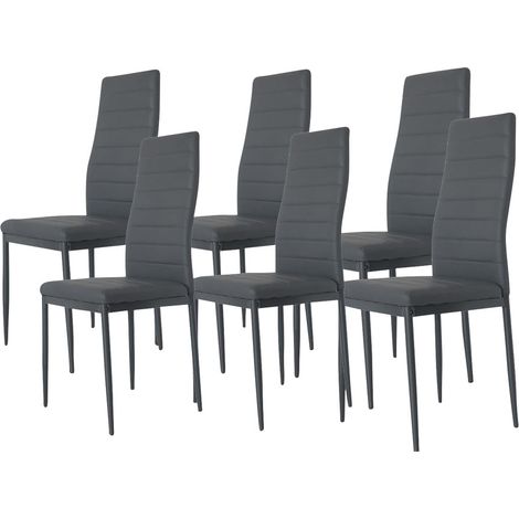 Hobag – Lot de 6 chaises de salle à manger gris – Structure en PU – Hauteur d'assise 46,6 cm – Dimensions L48 x W40 x H99 cm