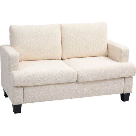 Divano a 2 posti, largo 120 cm, con cuscini dello schienale sfoderabili, in tessuto ciniglia, per soggiorno, camera da letto, ufficio, beige