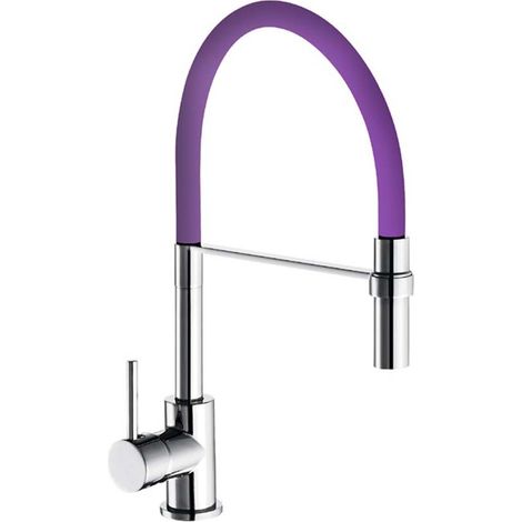 Rubinetto per lavello a bocca alta con flessibile viola e doccia estraibile winter (1/5)
