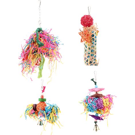 Jouets d'escalade colorés pour perroquets, à suspendre dans la cage à oiseaux, avec clochette et accessoires pour animaux de compagnie (1/5)