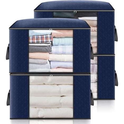 4 Organisateur sous le lit, organiseur de grande capacité pour la veste de vêtements de jouet d'oreiller de couverture de couette, 60 x 43 x 35 cm (marron) (1/5)