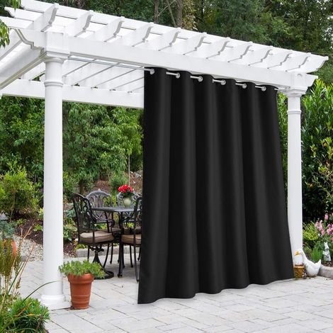 2PC Rideaux Maison Moderne Simple Couleur Unie Tissu Occultant Extérieur Étanche Crème Solaire Anti UV Haute Précision Soie Noire 132 cm  214 cm. (1/5)