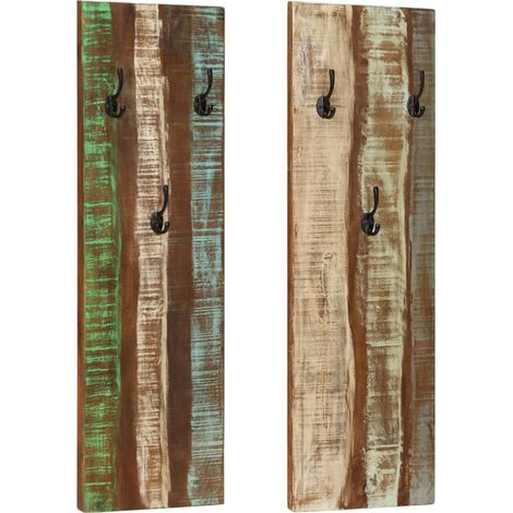 Wall-mounted Coat Racks 2 pcs 36x3x110 cm Solid Reclaimed Wood vidaXL
