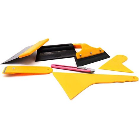 Ortviai Kit d’outils pour pose de film teinté automobile – 7 pièces, plastique et métal, couleur orange (1/5)