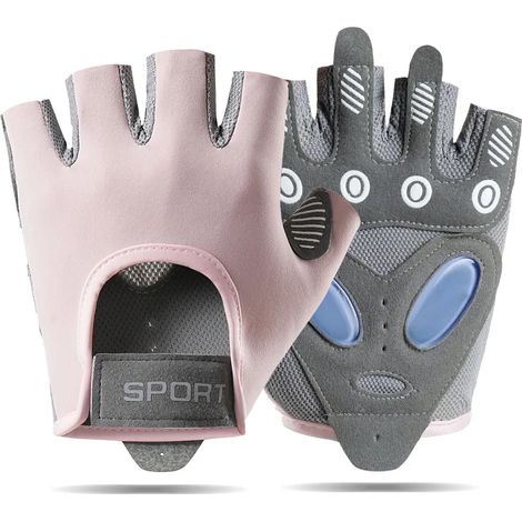 (Rose, Taille L) Gants de sport respirants, unisexes, adaptés au cyclisme et à l'entraînement de musculation en salle de sport.