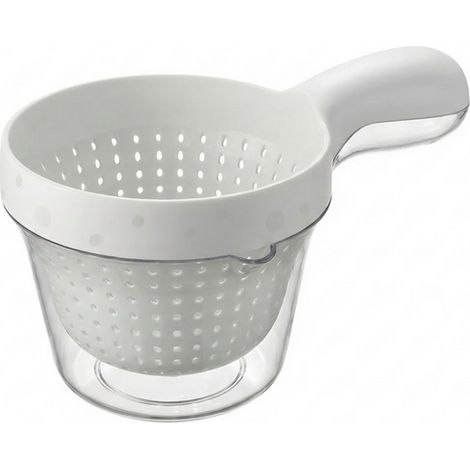Cestello scolapiatti a doppio strato per cucina - contenitore scolapiatti multifunzionale per verdura, frutta e riso - bianco (1/4)