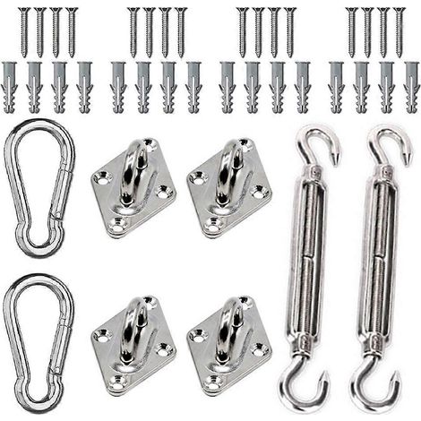 Kit de fixation pour store en toile 6mm/8mm, visserie inox antirouille pour installation voile d'ombrage, accessoires de montage en acier inoxydable pour auvent - lot 6mm.