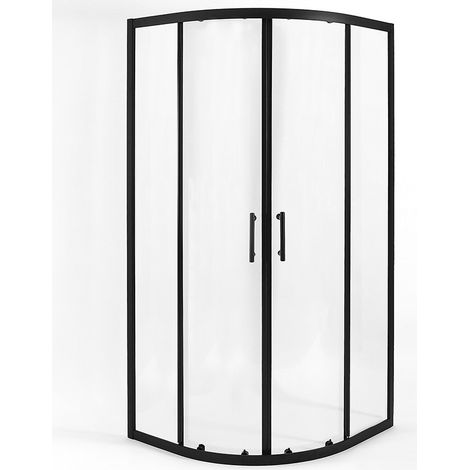 Milano Nero Black Reversible Quadrant Shower Enclosure with White Tray and Fast Flow Waste - 900mm x 900mm (1/5)