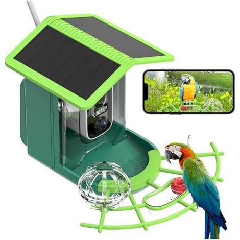 Mangeoire Oiseaux Exterieur, AI Bird Identification Night Vision HD 4k, Ip65 Waterproof Bird Feeder Outdoor Solar Panel Auto Capture Instant Notification (1/5)
