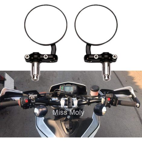 Motorrad Lenkerendenspiegel RUND 7/8 Zoll Schwarz Wasserdicht (1/5)