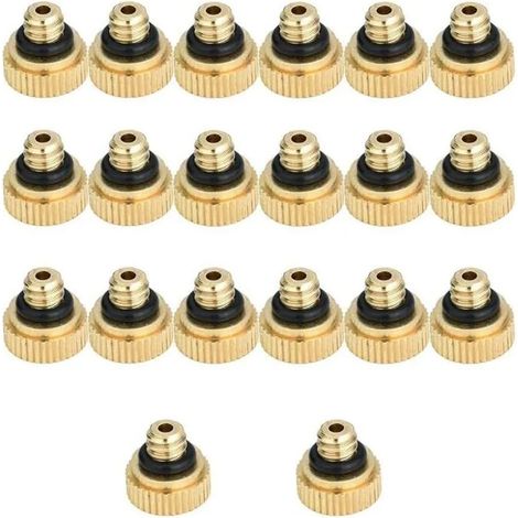 Lot de 20 0.4 mm Buse de Brumisation en Laiton, Buse de Pulvérisation de Brumisation à Économie D'eau, pour Système de Refroidissement Extérieur, Serre (1/5)
