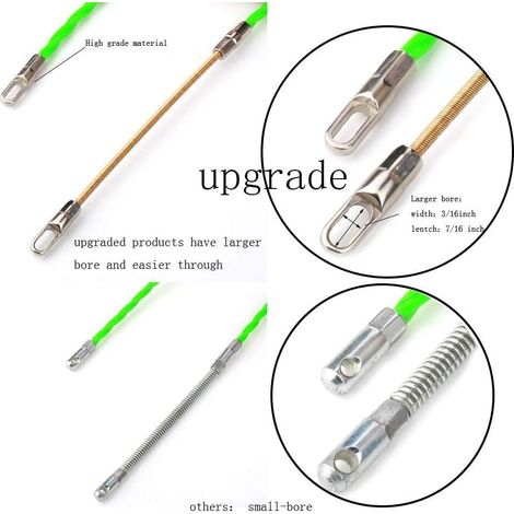 Ago da elettricista, filo di trazione da 50 m, diametro 4 mm, filo di trazione con 2 teste guida, filo di trazione con ago da elettricista, filo di trazione a spirale flessibile (1/4)