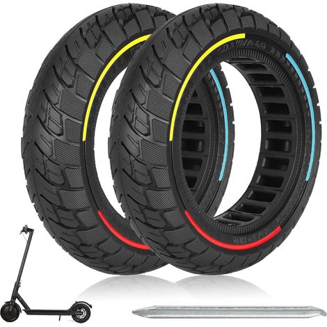 Pneu Plein 10x2.5 pour Trottinette Electrique,60/70-6.5 Roues de Trottinette Electrique pour Ninebot Max G30 G30P G30LP,10 Pouces Antidérapant Anticrevaison Pneu de Rechange Avant/Arrière-2PCS (1/5)