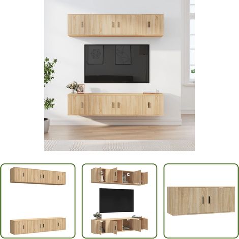 Meuble tv chêne sonoma - Ensemble de meubles TV 6 pcs Chêne sonoma Bois d'ingénierie (1/5)