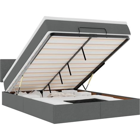 Maison Exclusive - Cama otomana con colchón LED gris oscuro 140x1 (1/5)