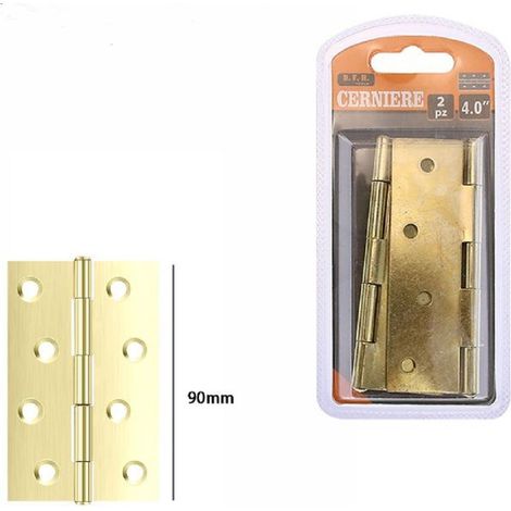 TrAdE Shop Traesio - Set 2 Pezzi Cerniere In Ottone Per Porte Mobili Armadi Sportelli Ante 90mm 69041 -