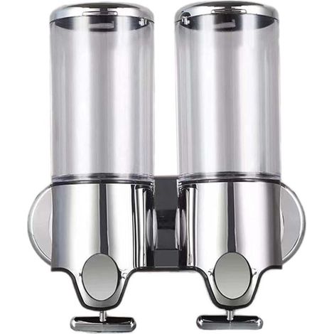 Lot de 2 distributeurs de savon mural de 500 ml - Distributeur de savon manuel pour désinfectant - Distributeur de shampooing et de gel douche pour toilettes, salle de bain, cuisine, hôtel, bureau