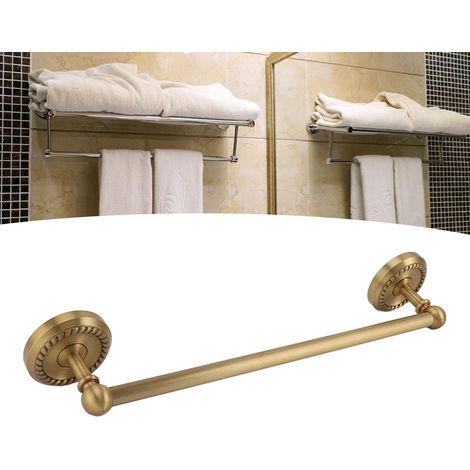 Porte-serviettes tout cuivre, barre simple, porte-serviettes de salle de bain de style européen, tringle de suspension, étagère de rangement pour salle de bain, style antique. (1/5)