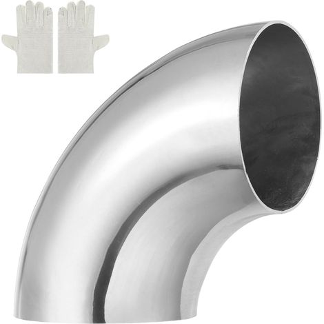Coude Inox 76mm OD à 90 Degrés avec Gants de Soudage, 14 GA/2mm Épaisseur Acier Inoxydable 304 Coude d'Évacuation à 90° pour Système d'Évacuation, Rampe d'Escalier CVC (1/5)