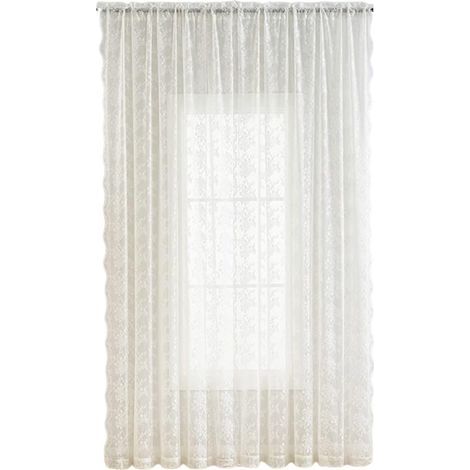 Weiße Spitzengardinen 180x145 cm – Romantisch und elegant – Transparent, lichtdurchlässig und blickdicht – Für Wohnzimmer, Schlafzimmer und moderne Einrichtungen (1/5)