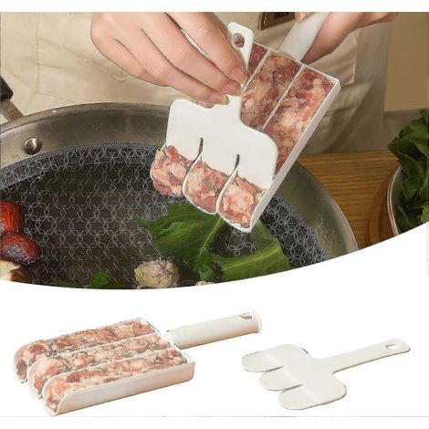 Machine à boulettes de viande de cuisine, attendrisseur de viande, machine à boulettes de viande triple avec spatule de découpe (1/5)