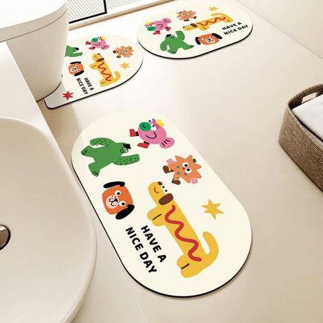 Tapis de douche absorbant Hat Gorilla 4060cm monobloc Ensemble de tapis de toilette (ensemble de 3 pièces), tapis de salle de bain en terre de diatomées, tapis absorbant et antidérapant pour lavabo. (1/5)
