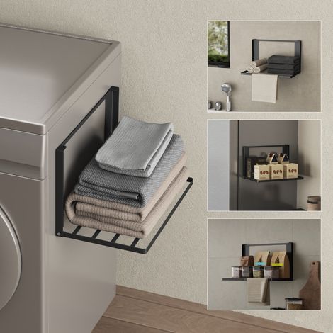 doporro Soporte Plegable Magnético para Lavadora y Cocina, Sin Taladro, Acero al Carbono, Almacenamiento Multifuncional, Negro Mate, Fácil de Instalar y Ahorrar Espacio, Folda-01 (1/5)