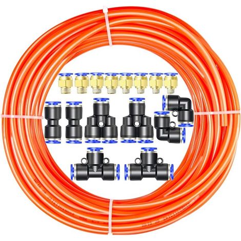 CYRILL – Kit de tuyau à air en polyuréthane PU, 10M de tuyau à air PU orange, 6 mm OD x 4 mm ID avec 16 raccords (1/5)