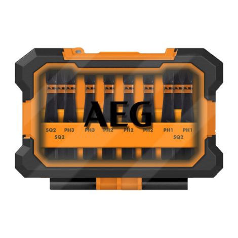 AEG – Coffret d'embouts impact 10 pcs – 1x PH2, 1x PH3, 1x PZ2, 1x PZ3, 1x T15, 2x T20, 2x T25, 1x T30 – Résistants aux torsions élevées - AAKSDK5010