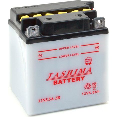 Batteria al Piombo Tashima 12V, 5,5Ah L: 103, L: 90, H: 114mm, + a Destra Per Moto. (con Acido Separato). - Batteria da Installare (1/5)