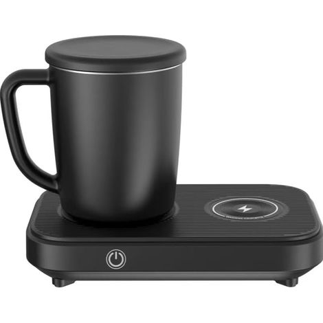 Aufladbarer Kaffeebecher, tragbarer Kaffeewärmer, Kaffee-Gadget, Geschenkbecher – 3-in-1-Kaffeetassenkühler und -wärmer mit 15 W schnellem kabellosem Ladegerät, 12 Unzen, bis zu 130 ℉ oder bis zu