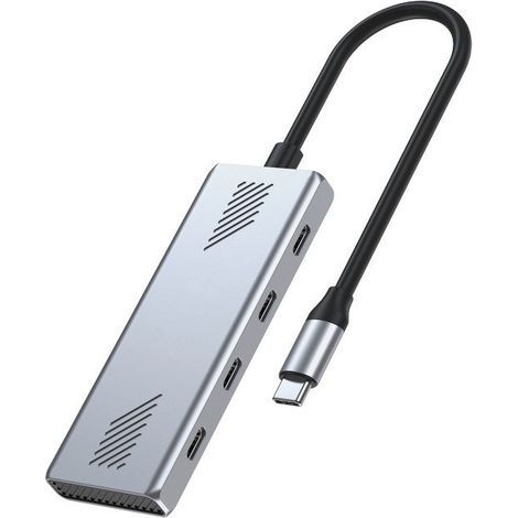 Hub USB-C 3.2 (GEN 2) Type-C 4 ports GEMBIRD, gris (1/4)