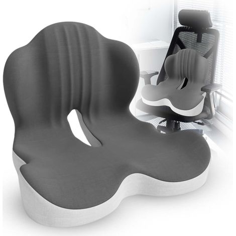 Grand coussin de siège en mousse à mémoire de forme pour sciatique et coccyx pour soulager la pression du coccyx pour chaise de bureau, voiture, fauteuil roulant, maison, bureau (1/5)