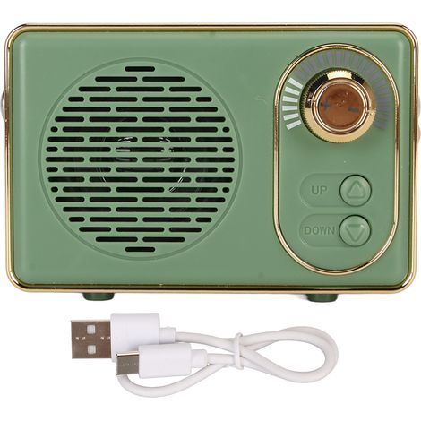 Haut-parleur Bluetooth Vintage 5.0 Mini - Carte mémoire, AUX, USB rechargeable, MP3 - Idéal camping, fête, cadeau - Vert (1/5)