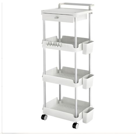 Levede 4 Tier Storage Trolley Cart on Wheels Kitchen Laundry Narrow Space Rack