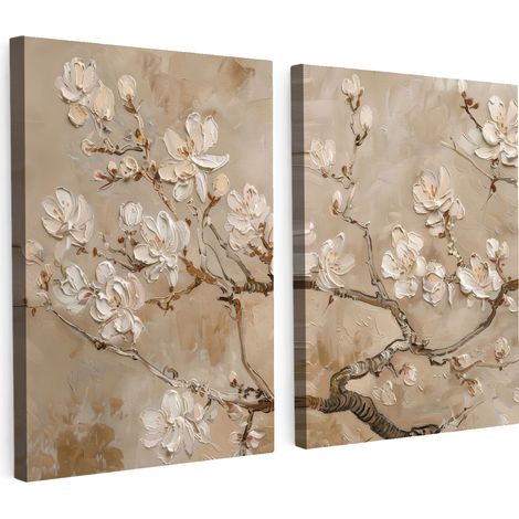 MULTI-PANEL WALL ART Set of 2 Beige - Blossom - Modern 100x70 cm