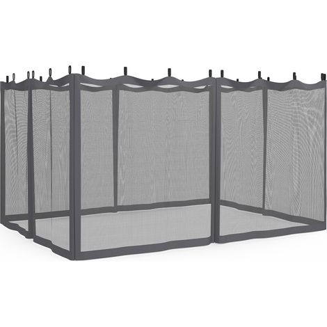 Set di 4 zanzariere 3x4 grigie con cerniera per pergola + ganci