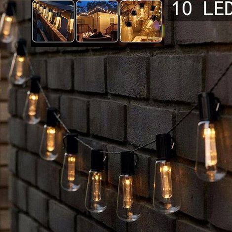Guirlande lumineuse solaire à DEL incassable, 4.5m 10 ampoules,étanche, décoration de jardin, tonnelle, terrasse, fête, mariage,Warm (1/5)