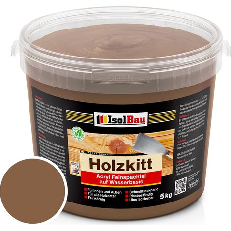 Holzkitt Spachtelmasse Holzspachtelmasse Außen Innen 5 kg Nussbaum Dunkel (Nr.4) (1/5)
