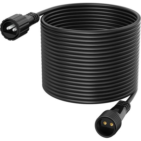 Rallonge Guirlande Exterieure, Câble d'extension Lumineux, Noir 2 Broches Mâle/Femelle LED Basse Tension 10M, Câble de Rallonge étanche pour Ampoules G40 Rideau Lumineux Filet Lumineuse (1/5)