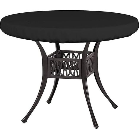 Telo di copertura rotondo in tessuto Oxford 210D, impermeabile, resistente ai raggi UV e molto durevole - ideale per mobili da giardino, terrazzo, pioggia, neve e polvere - Nero (92 x 10 cm) (1/5)