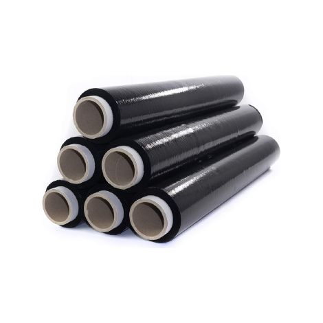 Koem confezione 6 rotoli pellicola film estensibile manuale nero cm 50x250 mt per imballaggio spedizioni e trasloco