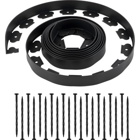 VEVOR Bordure de Jardin en Plastique, 6 m x 5 cm, Bordure Paysagere avec 120 Piquets, Sans Creuser, Flexible, Resistante aux UV, Rouleau de Separateur Chemin pour Parterres de Fleurs, Paves de Cour (1/5)