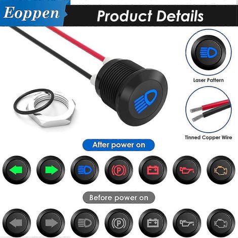 7 Stück 1/2 Zoll 12V wasserdichte LED-Kontrollleuchte IP67 Metall-Kontrollleuchte für Auto, Boot, Motorrad
