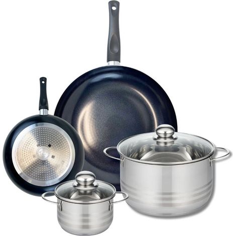 Ensemble de 2 Poêles de cuisson 20 et 32 cm et 2 faitouts 14 et 24 cm Elo Prima Brillant (1/5)