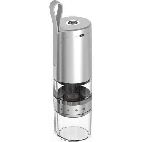 Elektrische Kaffeemühle, Keramikmahlwerk, einstellbarer Mahlgrad, transparent (silber) (1/4)