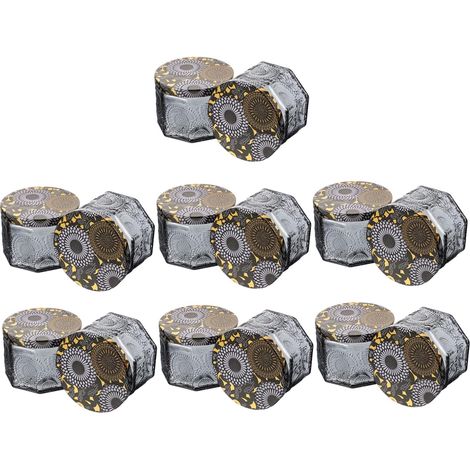 14 pièces Lot de Pots à Bougie Verre Relief pour Fabrication Contenant Décoratif Durable pour DIY et Bougies Personnalisées (1/5)