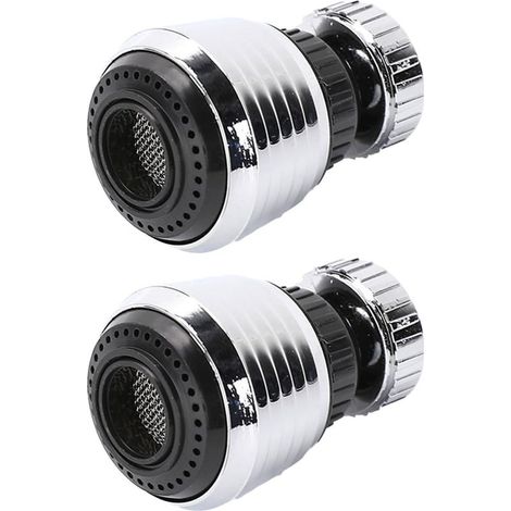 2 Pièces Mousseur Robinet Robinet d'eau Pivotante à 360°, Aerateur Robinet Economie Eau,Cuisine économiseur d'eau Double Fonction Rotation, Embout Aérateur de Robinet 360° (Argent) (1/5)