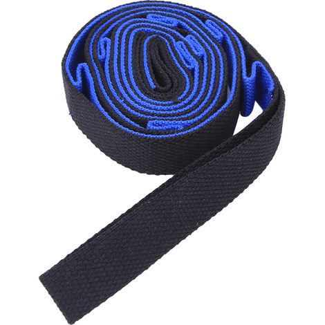 Sangle d'étirement Yoga 2m pour entraînement jambes, améliore flexibilité - Fitness Gym (Bleu Noir) (1/5)